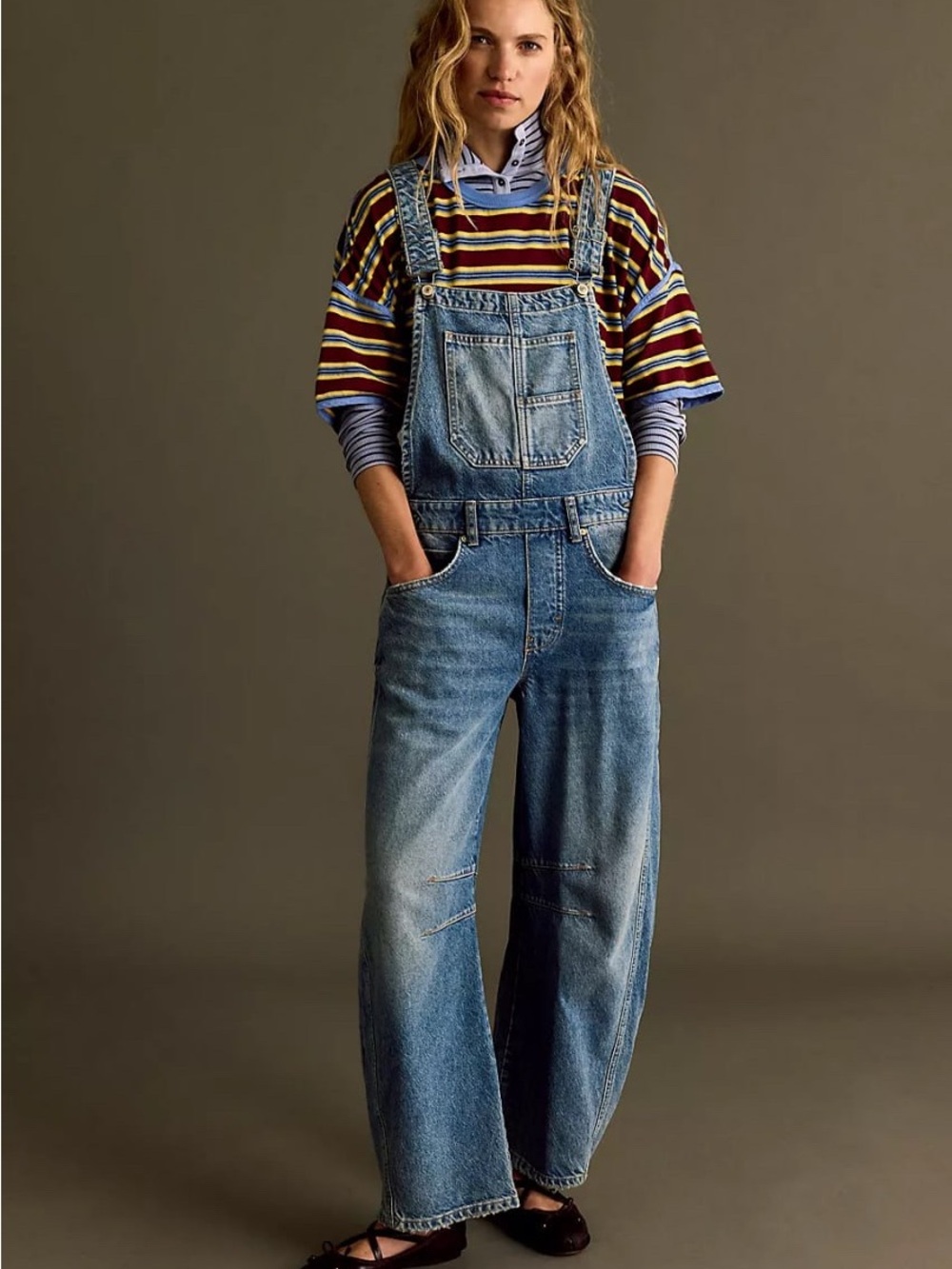 We The Free Good Luck Barrel Overalls, Color: Ultra Light Beam